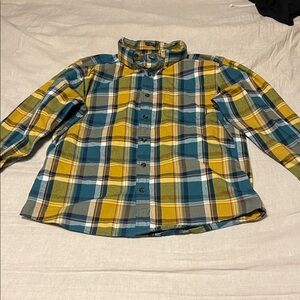 Men's Plaid Eddie Bauer Shirt in Blue and Yellow